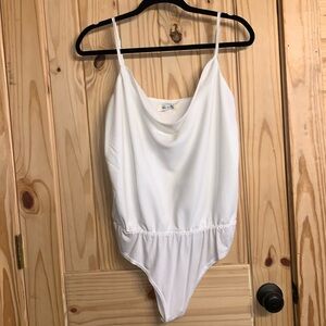 White Cowl Bodysuit Size Large NWOT